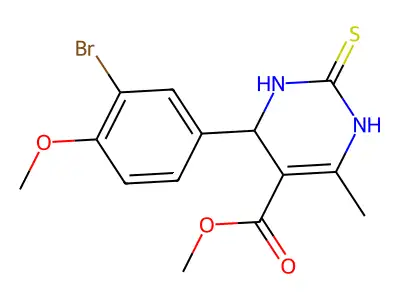 methyl 6-(3-bromo-4-methoxyphenyl)-4-methyl-2-sulfanyl-1,6-dihydropyrimidine-5-carboxylate structure