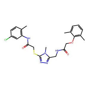 N-[[5-[2-(5-chloro-2-methylanilino)-2-oxoethyl]sulfanyl-4-methyl-1,2,4-triazol-3-yl]methyl]-2-(2,6-dimethylphenoxy)acetamide structure
