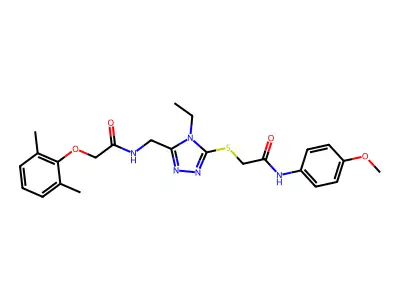 2-(2,6-dimethylphenoxy)-N-[[4-ethyl-5-[2-(4-methoxyanilino)-2-oxoethyl]sulfanyl-1,2,4-triazol-3-yl]methyl]acetamide structure