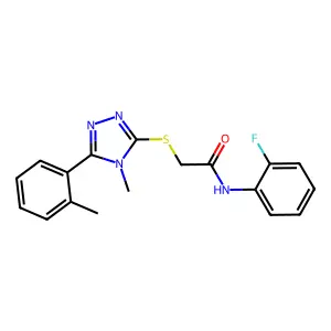 N-(2-fluorophenyl)-2-[[4-methyl-5-(2-methylphenyl)-1,2,4-triazol-3-yl]sulfanyl]acetamide structure