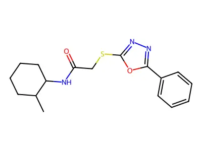 N-(2-methylcyclohexyl)-2-[(5-phenyl-1,3,4-oxadiazol-2-yl)sulfanyl]acetamide structure