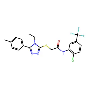 N-[2-chloro-5-(trifluoromethyl)phenyl]-2-[[4-ethyl-5-(4-methylphenyl)-1,2,4-triazol-3-yl]sulfanyl]acetamide structure