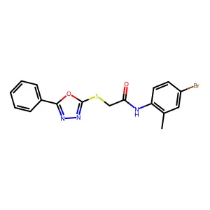 N-(4-bromo-2-methylphenyl)-2-[(5-phenyl-1,3,4-oxadiazol-2-yl)sulfanyl]acetamide structure
