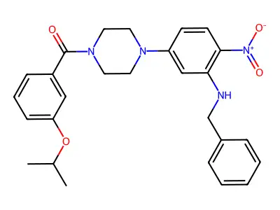 [4-[3-(benzylamino)-4-nitrophenyl]piperazin-1-yl]-(3-propan-2-yloxyphenyl)methanone structure
