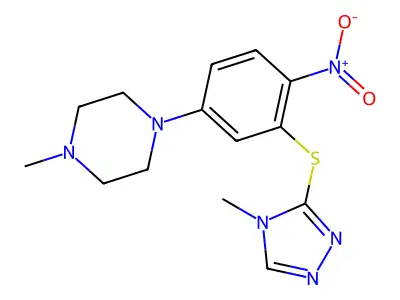 1-Methyl-4-[3-[(4-methyl-1,2,4-triazol-3-yl)sulfanyl]-4-nitrophenyl]piperazine structure