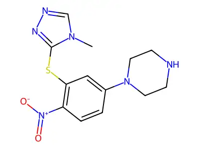1-[3-[(4-Methyl-1,2,4-triazol-3-yl)sulfanyl]-4-nitrophenyl]piperazine structure