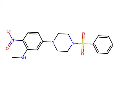5-[4-(benzenesulfonyl)piperazin-1-yl]-N-methyl-2-nitroaniline structure