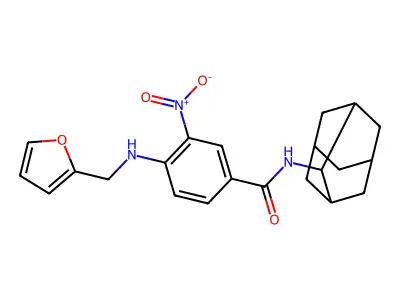N-(2-adamantyl)-4-(furan-2-ylmethylamino)-3-nitrobenzamide structure
