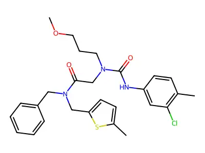 N-benzyl-2-[(3-chloro-4-methylphenyl)carbamoyl-(3-methoxypropyl)amino]-N-[(5-methylthiophen-2-yl)methyl]acetamide structure