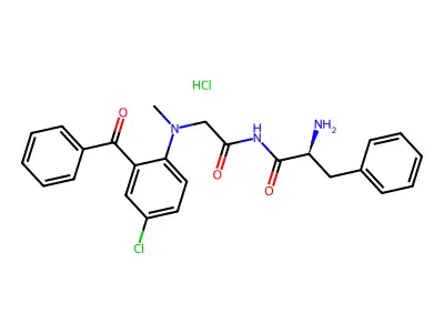Glycinamide, N-(2-benzoyl-4-chlorophenyl)-N-methyl-L-phenylalanyl-, monohydrochloride structure