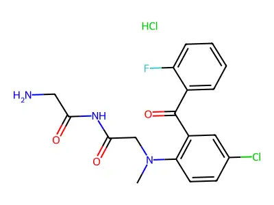 Glycinamide, glycyl-N-(4-chloro-2-(2-fluorobenzoyl)phenyl)-N-methyl-, monohydrochloride structure