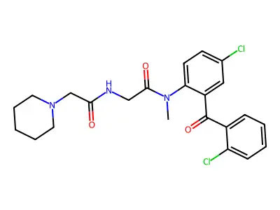 1-Piperidineacetamide, N-(2-((4-chloro-2-(2-chlorobenzoyl)phenyl)methylamino)-2-oxoethyl)- structure