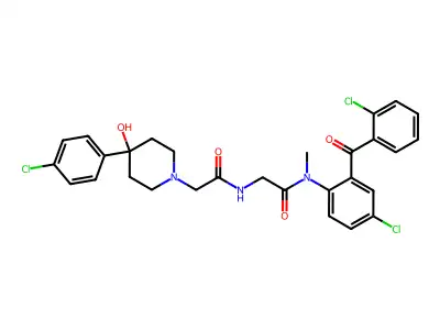 1-Piperidineacetamide, N-(2-((4-chloro-2-(2-chlorobenzoyl)phenyl)methylamino)-2-oxoethyl)-4-(4-chlorophenyl)-4-hydroxy- structure