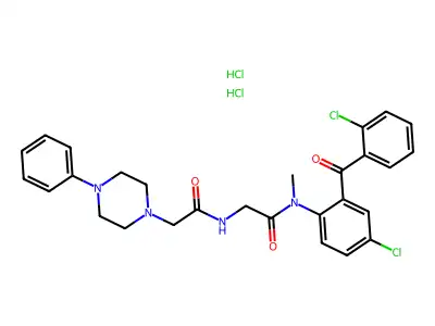 1-Piperazineacetamide, N-(2-((4-chloro-2-(2-chlorobenzoyl)phenyl)methylamino)-2-oxoethyl)-4-phenyl-, dihydrochloride, hydrate structure