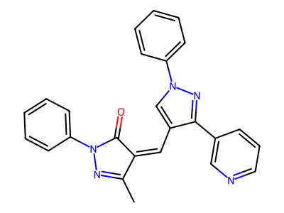 (4Z)-5-methyl-2-phenyl-4-[(1-phenyl-3-pyridin-3-ylpyrazol-4-yl)methylidene]pyrazol-3-one structure