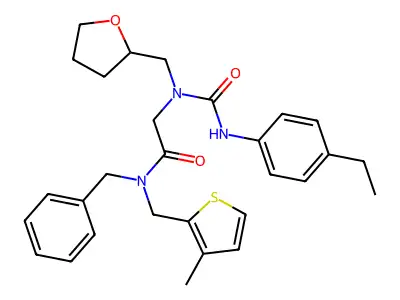 N-benzyl-2-[(4-ethylphenyl)carbamoyl-(oxolan-2-ylmethyl)amino]-N-[(3-methylthiophen-2-yl)methyl]acetamide structure