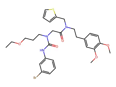 2-[(3-bromophenyl)carbamoyl-(3-ethoxypropyl)amino]-N-[2-(3,4-dimethoxyphenyl)ethyl]-N-(thiophen-2-ylmethyl)acetamide structure