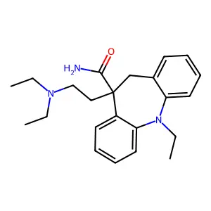 5-[2-(diethylamino)ethyl]-11-ethyl-6H-benzo[b][1]benzazepine-5-carboxamide structure
