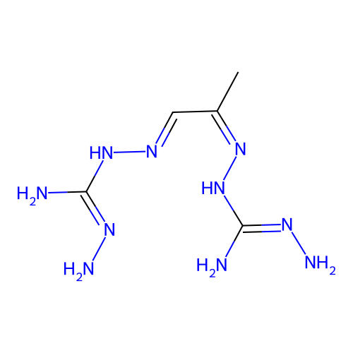 2-Amino-1-[1-(carbamohydrazonoylhydrazinylidene)propan-2-ylideneamino]guanidine structure