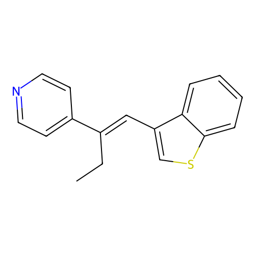 4-[(E)-1-(1-benzothiophen-3-yl)but-1-en-2-yl]pyridine structure