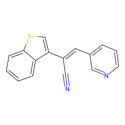 (Z)-2-(1-benzothiophen-3-yl)-3-pyridin-3-ylprop-2-enenitrile structure