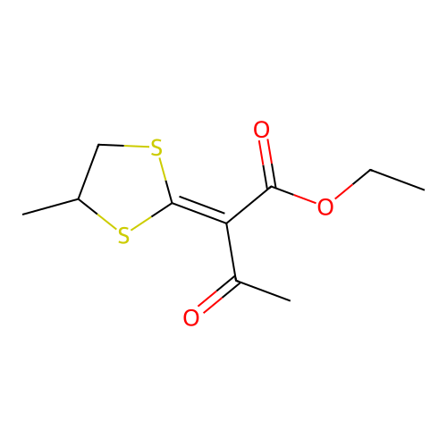 ethyl 2-(4-methyl-1,3-dithiolan-2-ylidene)-3-oxobutanoate structure