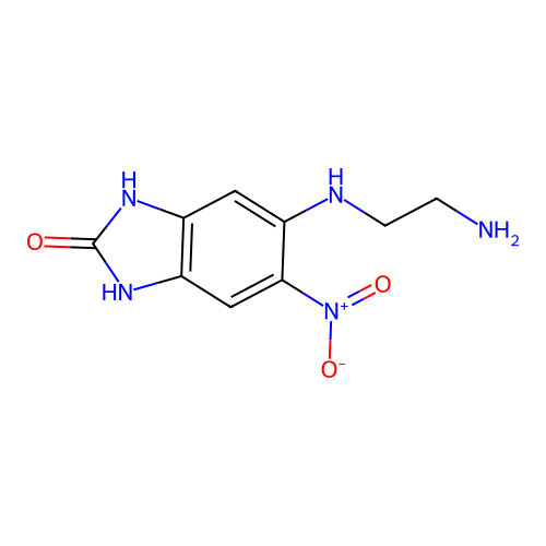 5-[(2-aminoethyl)amino]-6-nitro-1,3-dihydro-2H-benzimidazol-2-one structure