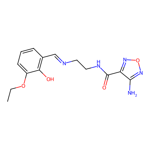 4-amino-N-(2-{[(E)-(3-ethoxy-2-hydroxyphenyl)methylidene]amino}ethyl)-1,2,5-oxadiazole-3-carboxamide structure