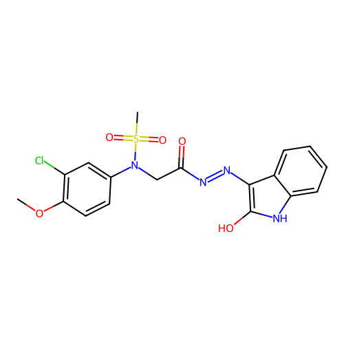 (Z)-N-(3-chloro-4-methoxyphenyl)-N-(2-oxo-2-(2-(2-oxoindolin-3-ylidene)hydrazinyl)ethyl)methanesulfonamide structure