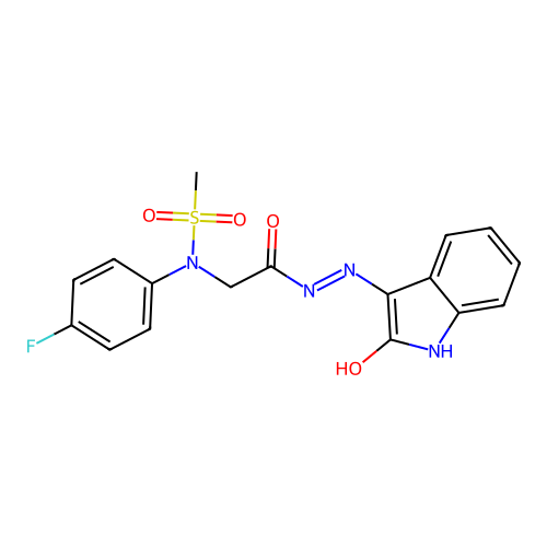 N-(4-fluorophenyl)-N-[2-oxo-2-[2-(2-oxoindol-3-yl)hydrazinyl]ethyl]methanesulfonamide structure