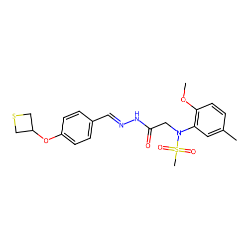 (E)-N-(2-methoxy-5-methylphenyl)-N-(2-oxo-2-(2-(4-(thietan-3-yloxy)benzylidene)hydrazinyl)ethyl)methanesulfonamide structure