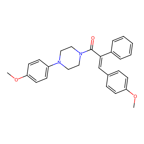 (2E)-3-(4-methoxyphenyl)-1-[4-(4-methoxyphenyl)piperazin-1-yl]-2-phenylprop-2-en-1-one structure
