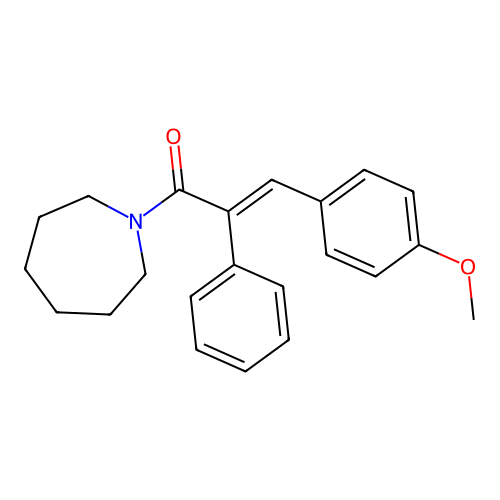 (E)-1-(azepan-1-yl)-3-(4-methoxyphenyl)-2-phenylprop-2-en-1-one structure