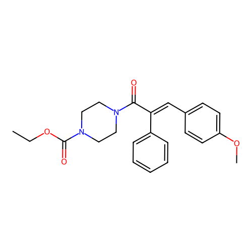 ethyl 4-[(2E)-3-(4-methoxyphenyl)-2-phenylprop-2-enoyl]piperazine-1-carboxylate structure