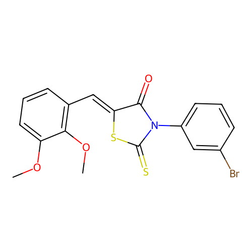 (Z)-3-(3-bromophenyl)-5-(2,3-dimethoxybenzylidene)-2-thioxothiazolidin-4-one structure