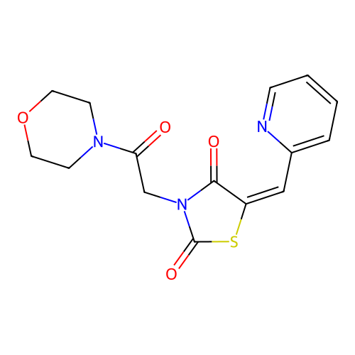(E)-3-(2-morpholino-2-oxoethyl)-5-(pyridin-2-ylmethylene)thiazolidine-2,4-dione structure