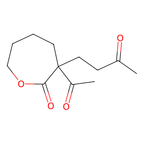 3-Acetyl-3-(3-oxobutyl)oxepan-2-one structure