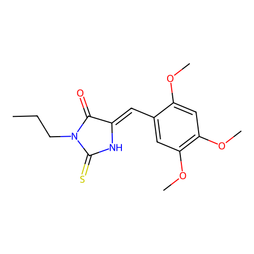 (5Z)-3-propyl-2-sulfanylidene-5-[(2,4,5-trimethoxyphenyl)methylidene]imidazolidin-4-one structure