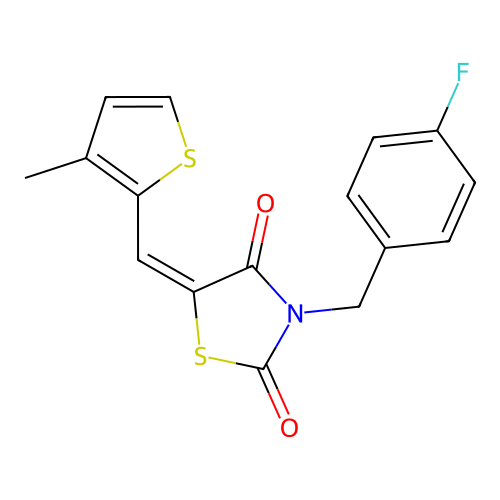 (5E)-3-(4-fluorobenzyl)-5-[(3-methylthiophen-2-yl)methylidene]-1,3-thiazolidine-2,4-dione structure