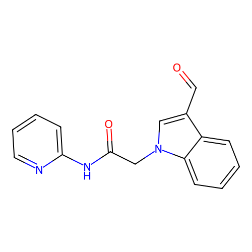 2-(3-formylindol-1-yl)-N-pyridin-2-ylacetamide structure