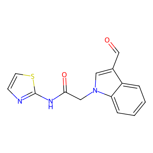 2-(3-formylindol-1-yl)-N-(1,3-thiazol-2-yl)acetamide structure