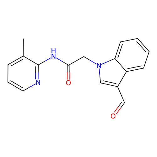 2-(3-formylindol-1-yl)-N-(3-methyl-2-pyridinyl)acetamide structure