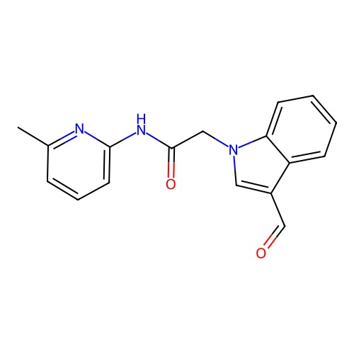 2-(3-formylindol-1-yl)-N-(6-methyl-2-pyridinyl)acetamide structure