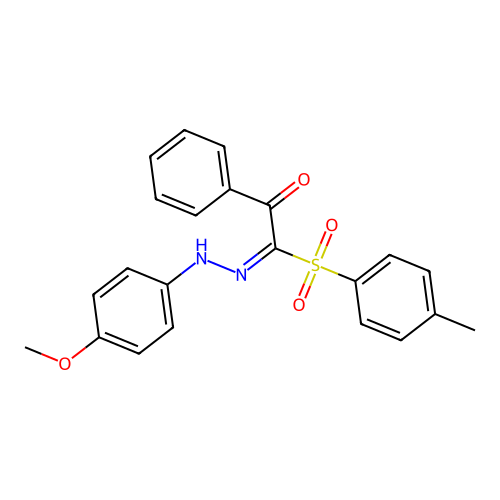 2-(p-Tolylsulfonyl)-phenylglyoxal-2-(4-methoxyphenyl)-hydrazon structure