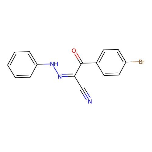N-anilino-2-(4-bromophenyl)-2-oxoethanimidoyl cyanide structure