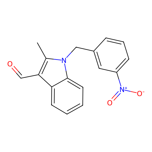 2-Methyl-1-[(3-nitrophenyl)methyl]indole-3-carbaldehyde structure