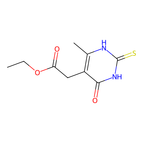 Ethyl (4-hydroxy-6-methyl-2-sulfanylpyrimidin-5-yl)acetate structure