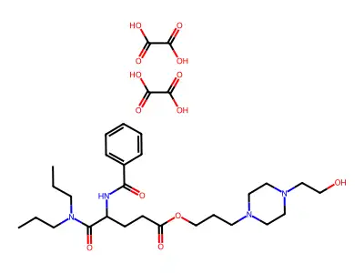 (+-)-3'-(4-(2'-Hydroxyethyl)piperazinyl)propyl-4-benzamido-N,N-dipropyl glutaramate dioxalate structure
