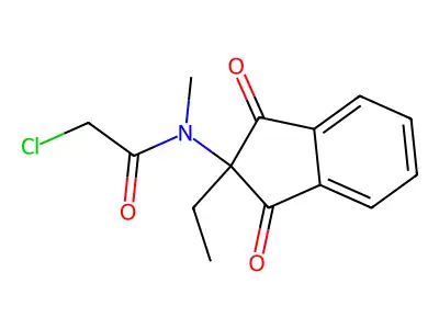 Acetamide, 2-chloro-N-(1,3-dioxo-2-ethyl-2-indanyl)-N-methyl- structure