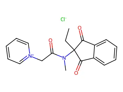 1-((N-(1,3-Dioxo-2-ethyl-2-indanyl)-N-methylcarbamoyl)methyl)pyridinium chloride structure